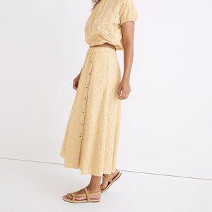 NWT Madewell Eyelet Dream Yellow Midi Skirt Size XL